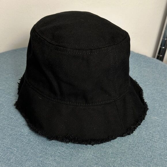 J. Crew Black Canvas Bucket Hat With Frayed Edge Size S/M - Picture 3 of 7